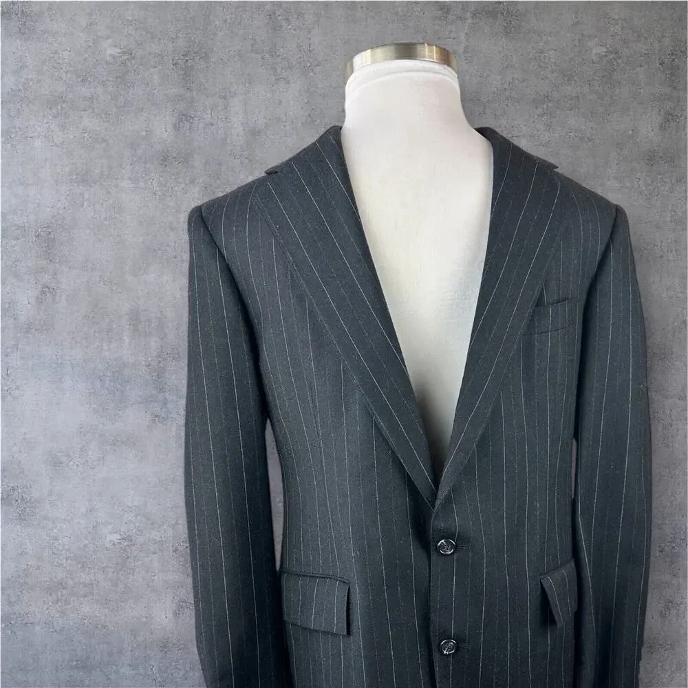 Polo Ralph Lauren Wool Cashmere Pinstriped Blazer Suit Jacket Size 40 H14378 - Picture 2 of 16